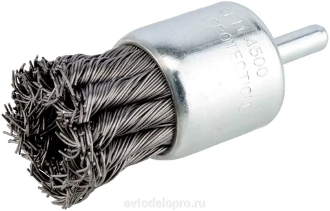 Щетка зачистная для дрели торцевая D-30мм.(витая, кисточка) АвтоДело