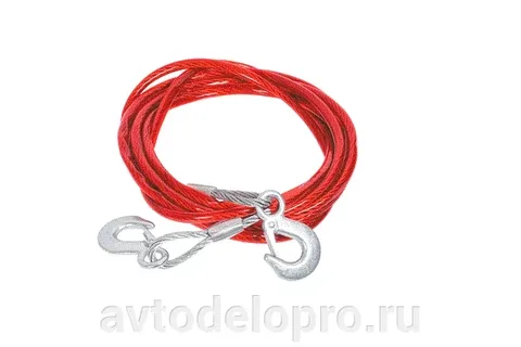 Трос буксировочный   3,5 т (стальной трос 5 м (8мм/5м) в пласт.оплетке, крюк-крюк) АвтоДело