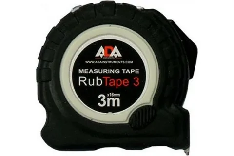 Рулетка  3 м х 16 мм ударопрочная ADA Rud Tape 3 с полим. покрытием ленты (сталь, с двумя СТОПами)