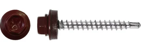 Саморез кровельный 4,8x35 RAL 3009 красная окись, по дереву (250шт.) (12 уп.)