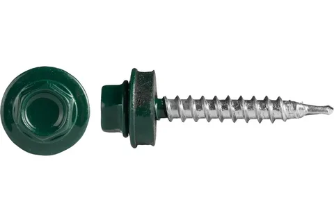 Саморез кровельный 4,8x35 RAL 6005 зелёный мох, по дереву (250шт.) (12 уп.)